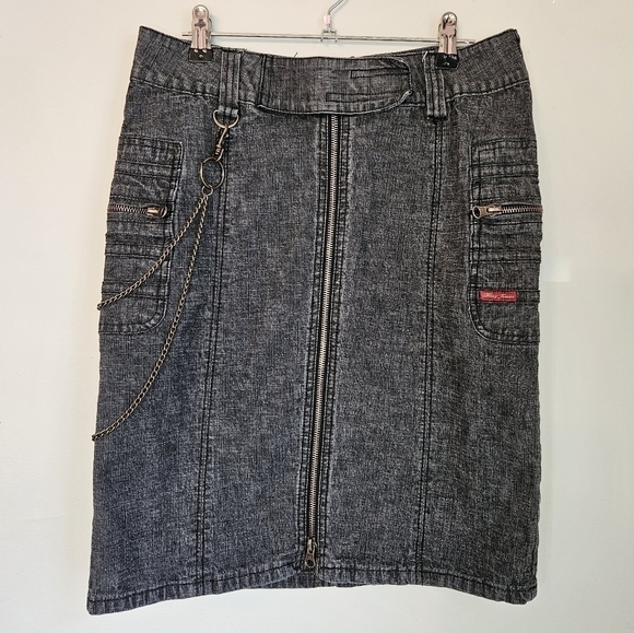 Vintage jeans skirt with removable chain by Foxyjeans, full zipper, size  5 - Picture 1 of 6